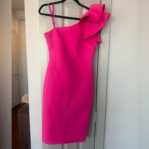 Eliza J Vibrant Pink One-Shoulder Dress